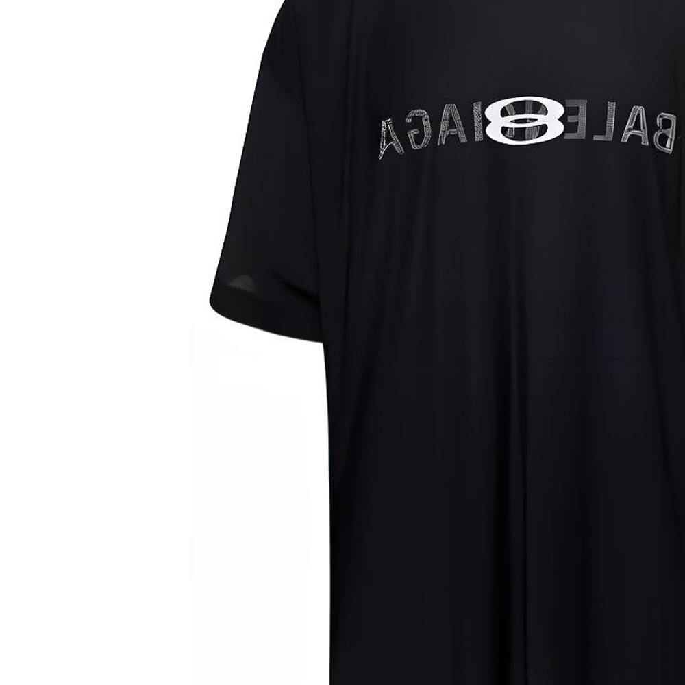 Balenciaga Logo Print Black Relaxed Fit Crewneck T-Shirt Mens Casual Tee 787358TQVJ41569 圖 7