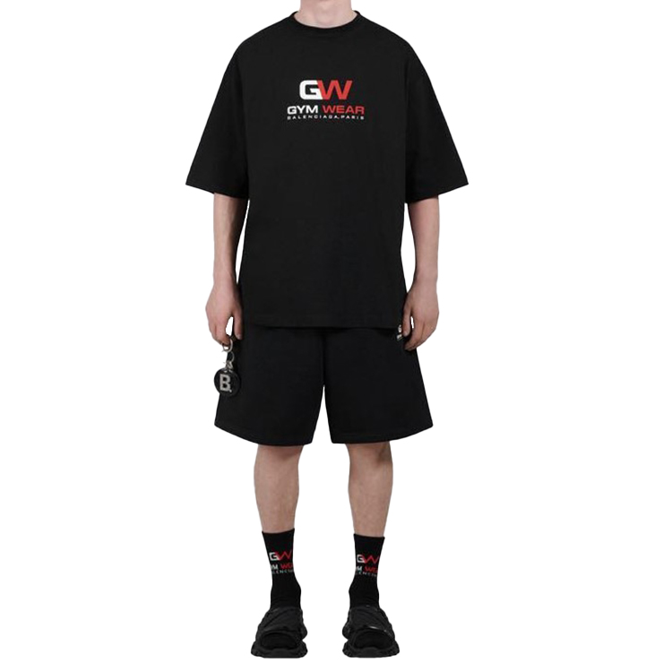 Shop Camiseta Negra Balenciaga Logo Estampado Ajuste Relajado 620969TIVD51000
