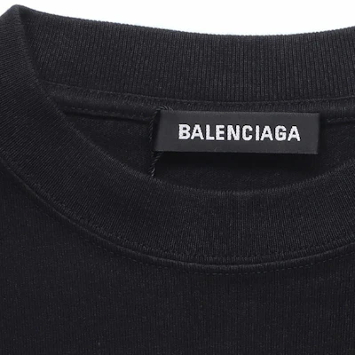 Camiseta Negra Balenciaga Logo Estampado Ajuste Relajado 620969TIVD51000 Sizing Camiseta Negra Balenciaga Logo Estampado Ajuste Relajado 620969TIVD51000