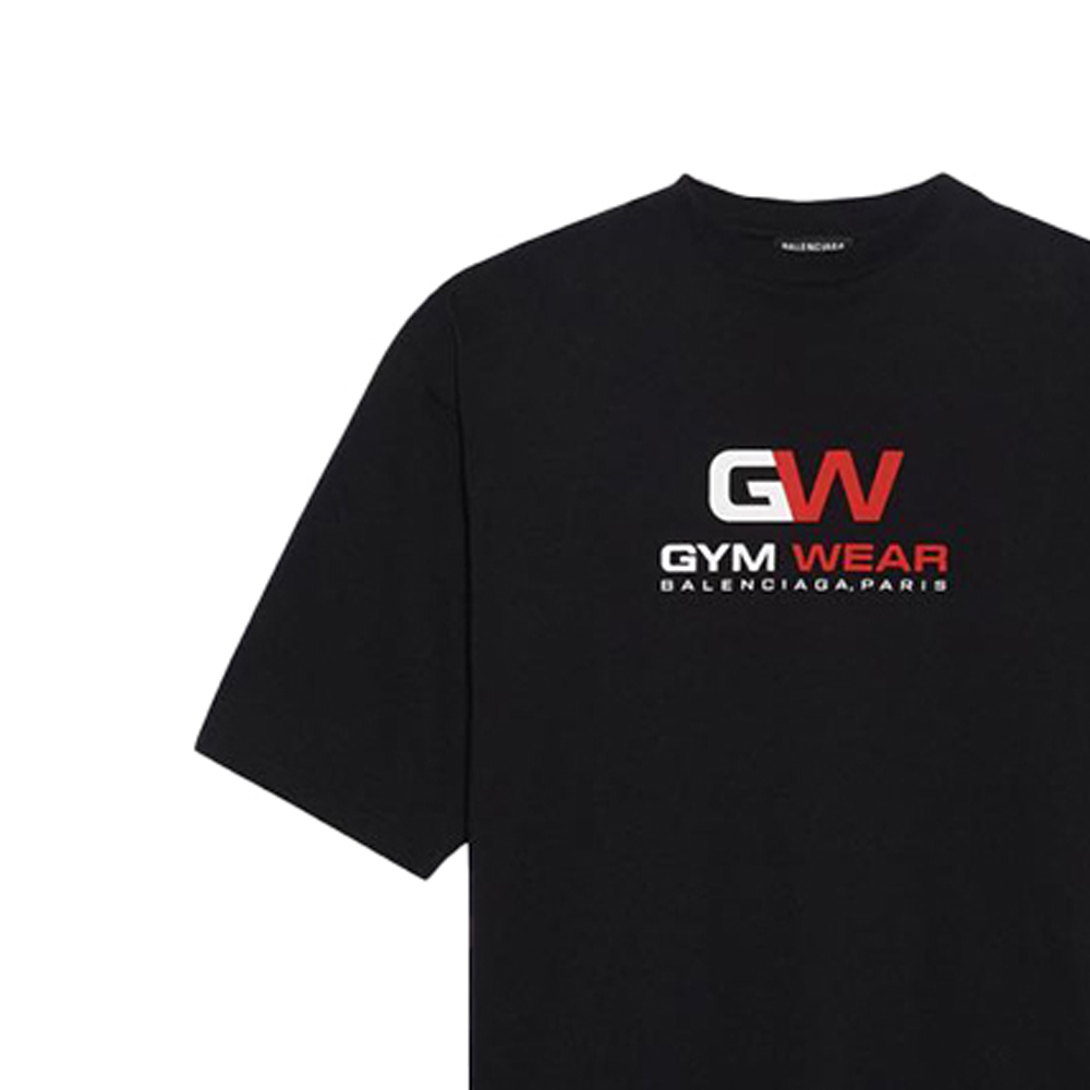 Cheap Camiseta Negra Balenciaga Logo Estampado Ajuste Relajado 620969TIVD51000