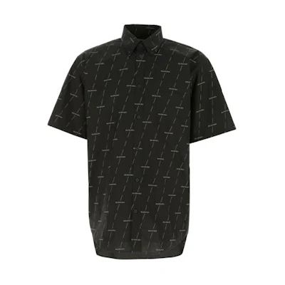 Balenciaga Logo Print Black Short Sleeve Shirt 534332TJLF31269