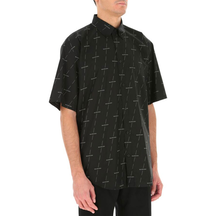 Purchase 발렌시아가 로고 프린트 블랙 반팔 셔츠 534332TJLF31269