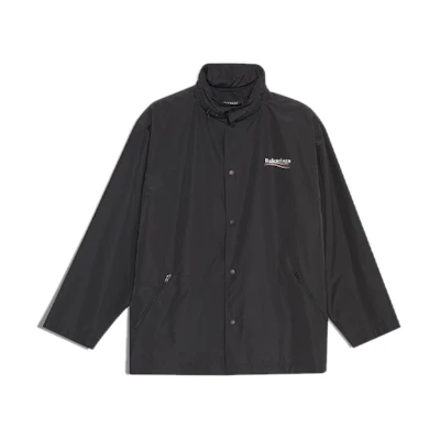Balenciaga Logo Print Black Waterproof Windbreaker Jacket, Loose Fit 508531TYD361000