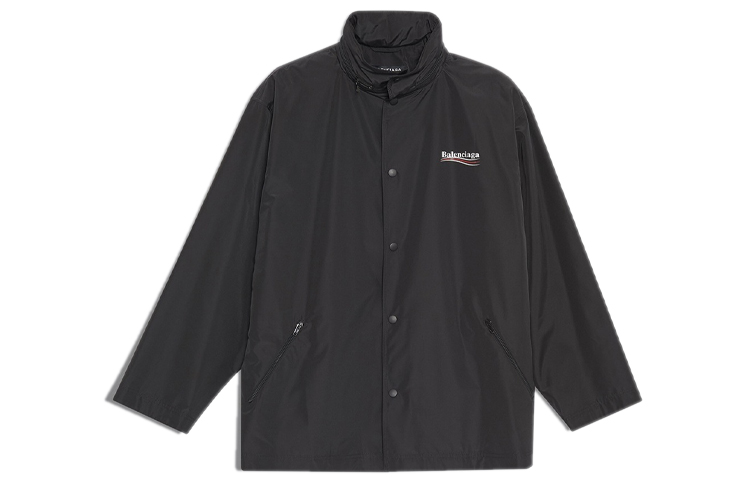 Balenciaga Logo Print Black Waterproof Windbreaker Jacket, Loose Fit 508531TYD361000 圖 2