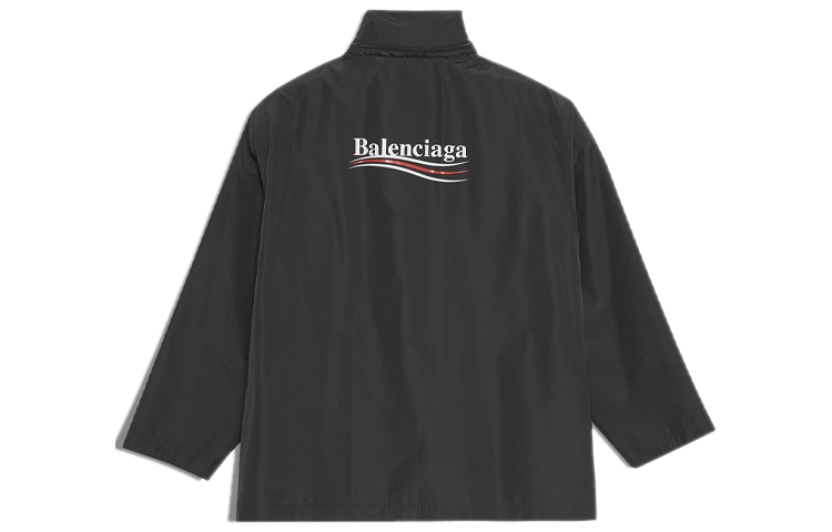 Balenciaga Logo Print Black Waterproof Windbreaker Jacket, Loose Fit 508531TYD361000 圖 3
