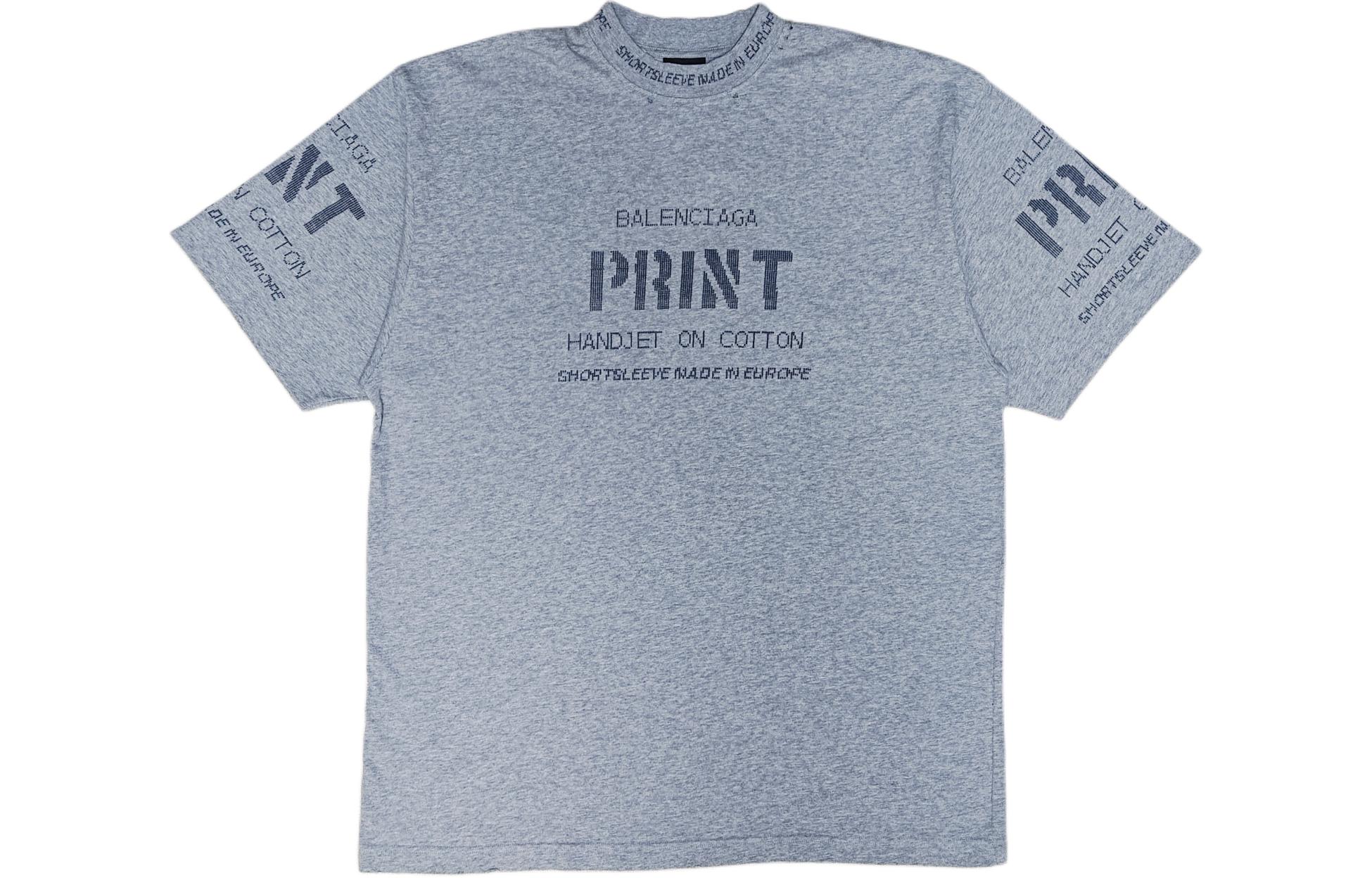 Order 巴黎世家Logo印花男士灰色休闲圆领T恤标准版型。 739784TOVN61167