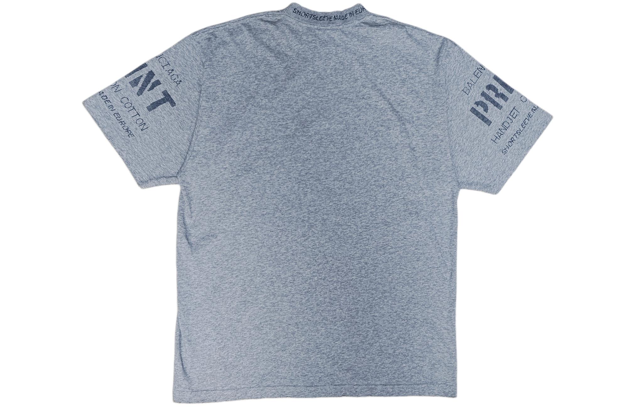 Lookbook 巴黎世家Logo印花男士灰色休闲圆领T恤标准版型。 739784TOVN61167