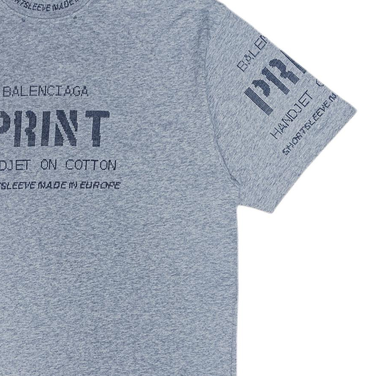 Purchase 巴黎世家Logo印花男士灰色休闲圆领T恤标准版型。 739784TOVN61167