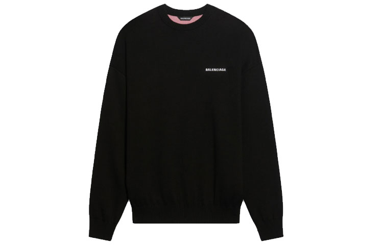 Balenciaga Logo Print Casual Knit Sweatshirt Regular Fit Black. 675292T31761000