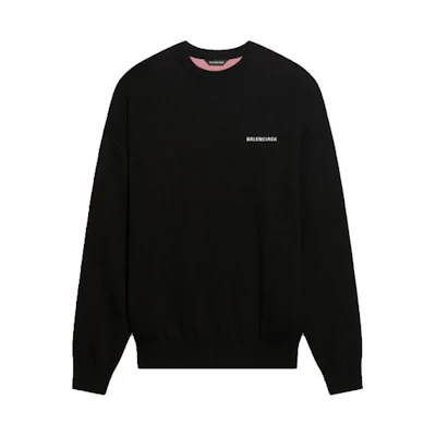 Balenciaga Logo Print Casual Knit Sweatshirt Regular Fit Black. 675292T31761000