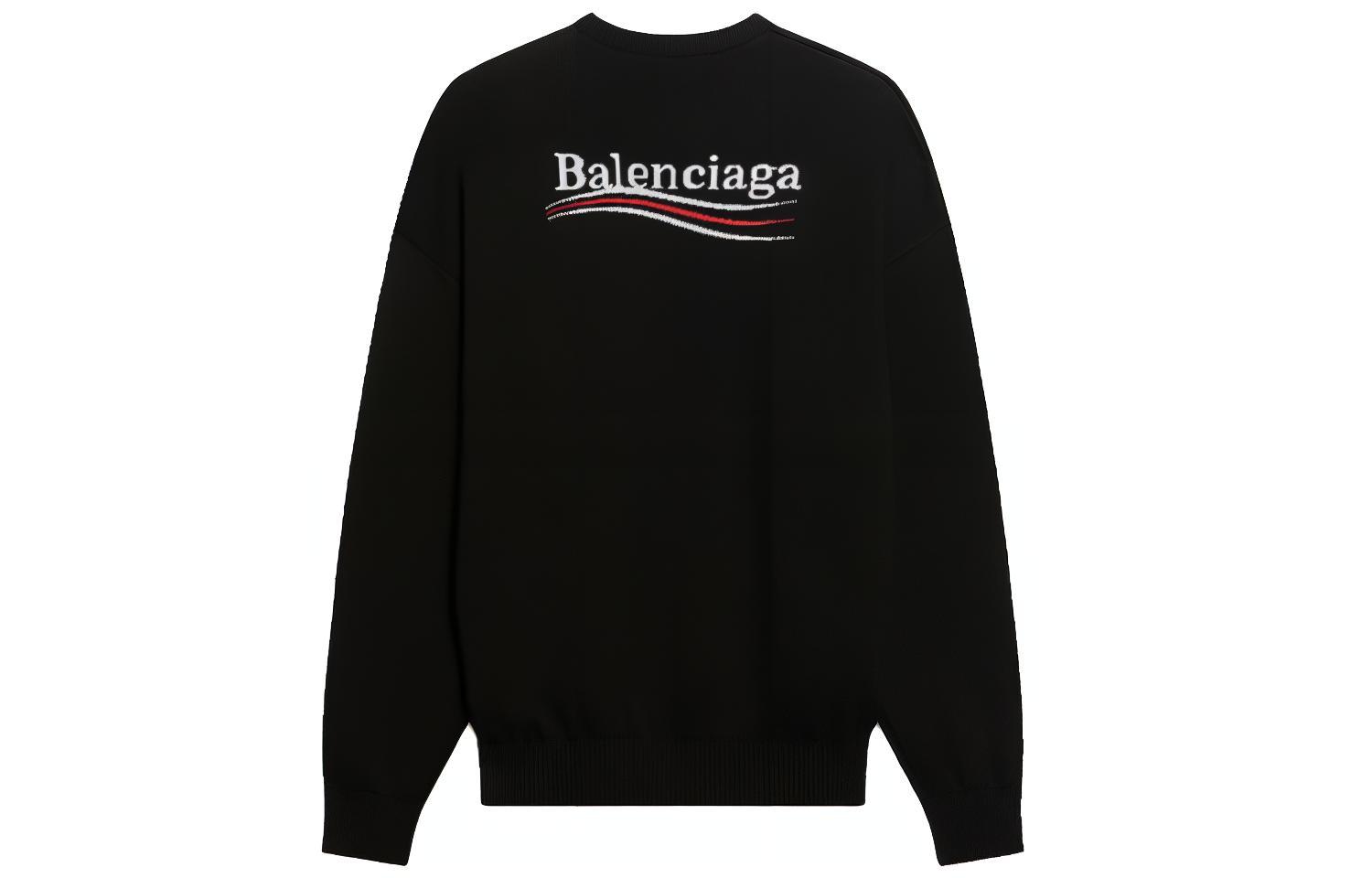 Balenciaga Logo Print Casual Knit Sweatshirt Regular Fit Black. 675292T31761000 圖 3