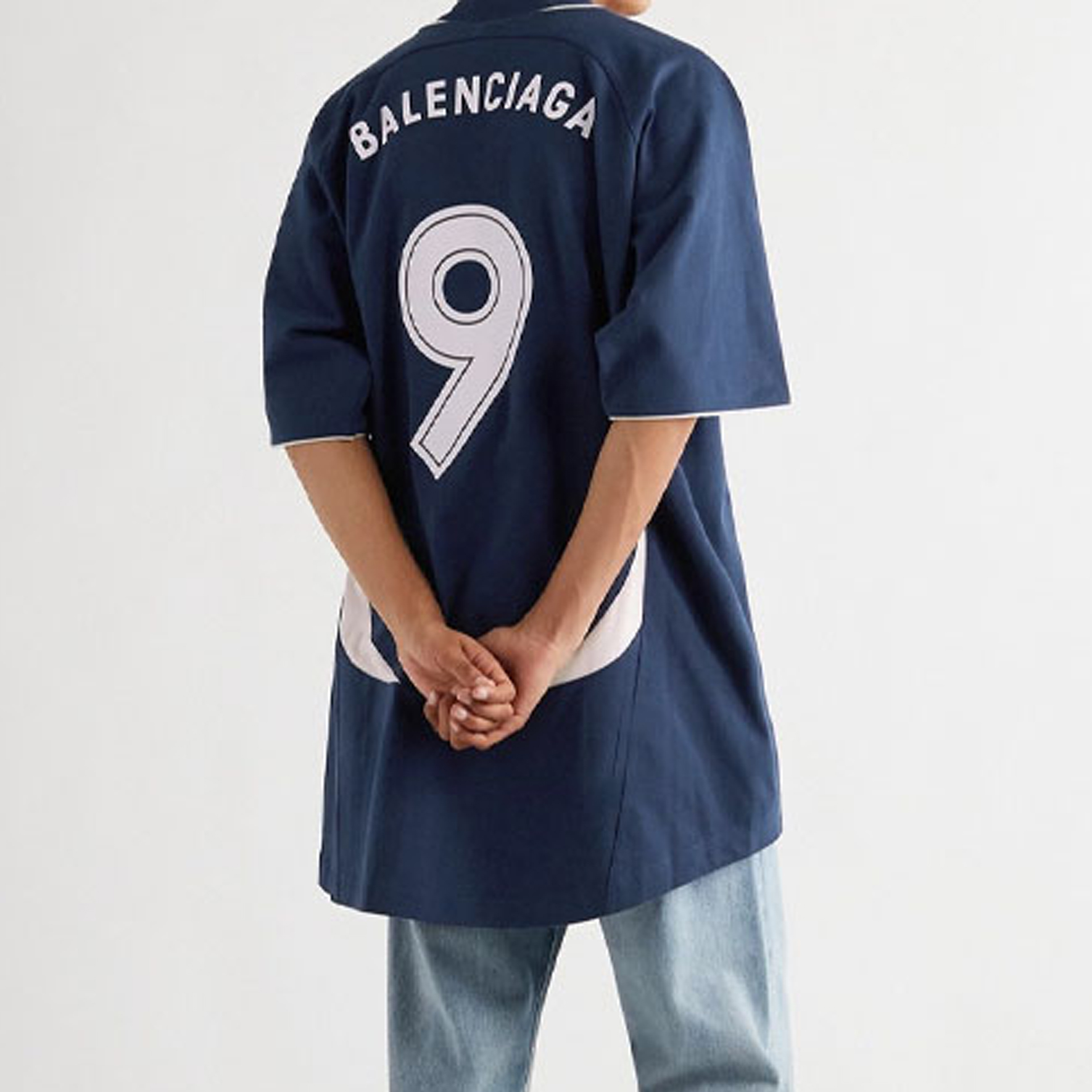 Balenciaga Logo Print Colorblock Pullover Jersey T-Shirt Regular Fit Blue Mens. 641664TJV054482 圖 6