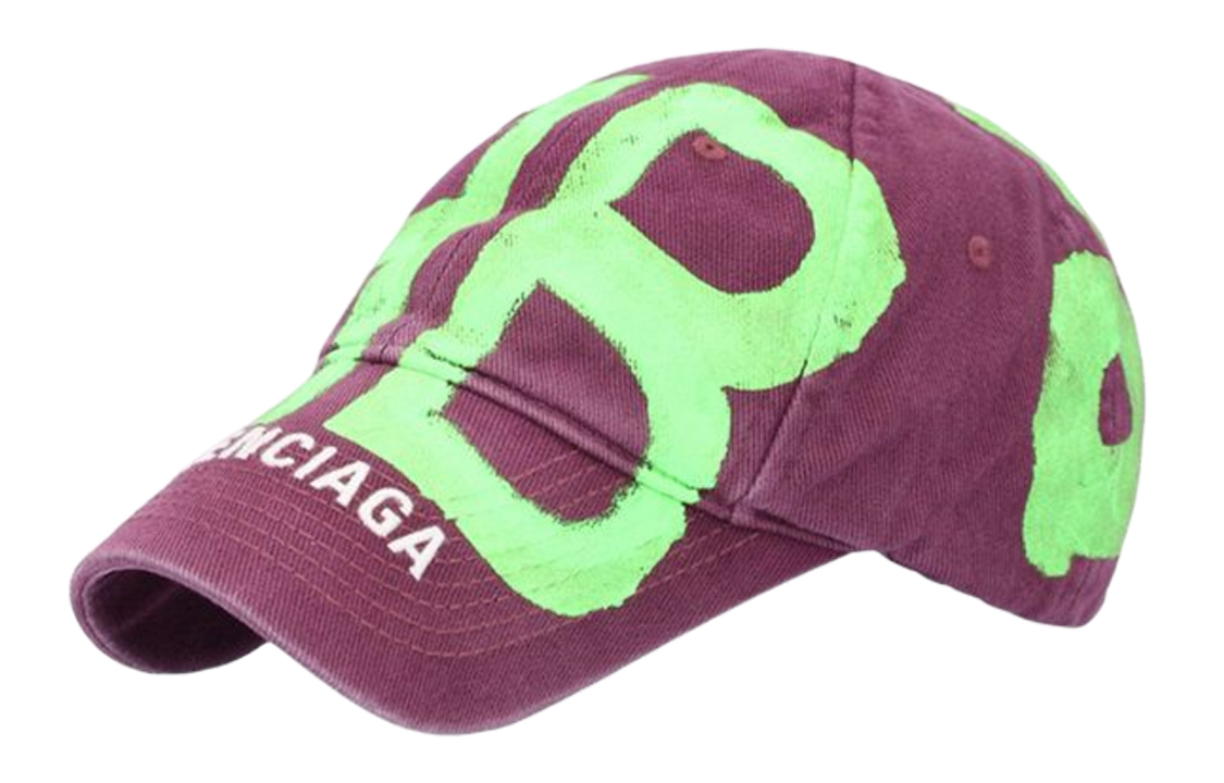 Lookbook Balenciaga Logo Print Cotton Cap in Burgundy Purple. 673321410B2-5067