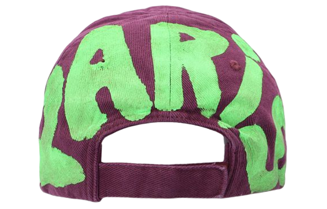 Purchase Balenciaga Logo Print Cotton Cap in Burgundy Purple. 673321410B2-5067