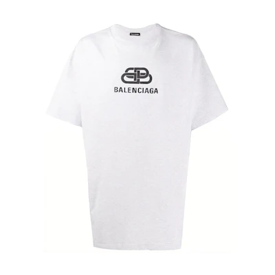 Balenciaga Logo Print Crew Neck T-Shirt Loose Fit White 583214TFV652569