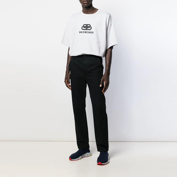 Shop 巴黎世家logo印花宽松版圆领白色T恤 583214TFV652569