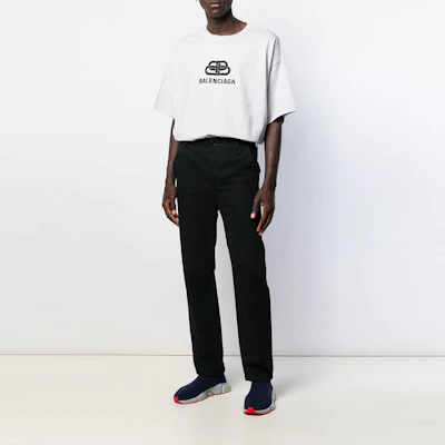 巴黎世家logo印花宽松版圆领白色T恤 583214TFV652569 Shop 巴黎世家logo印花宽松版圆领白色T恤 583214TFV652569