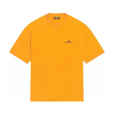Balenciaga Logo Print Crew Neck T-Shirt Orange Regular Fit. 612966TLVI57702