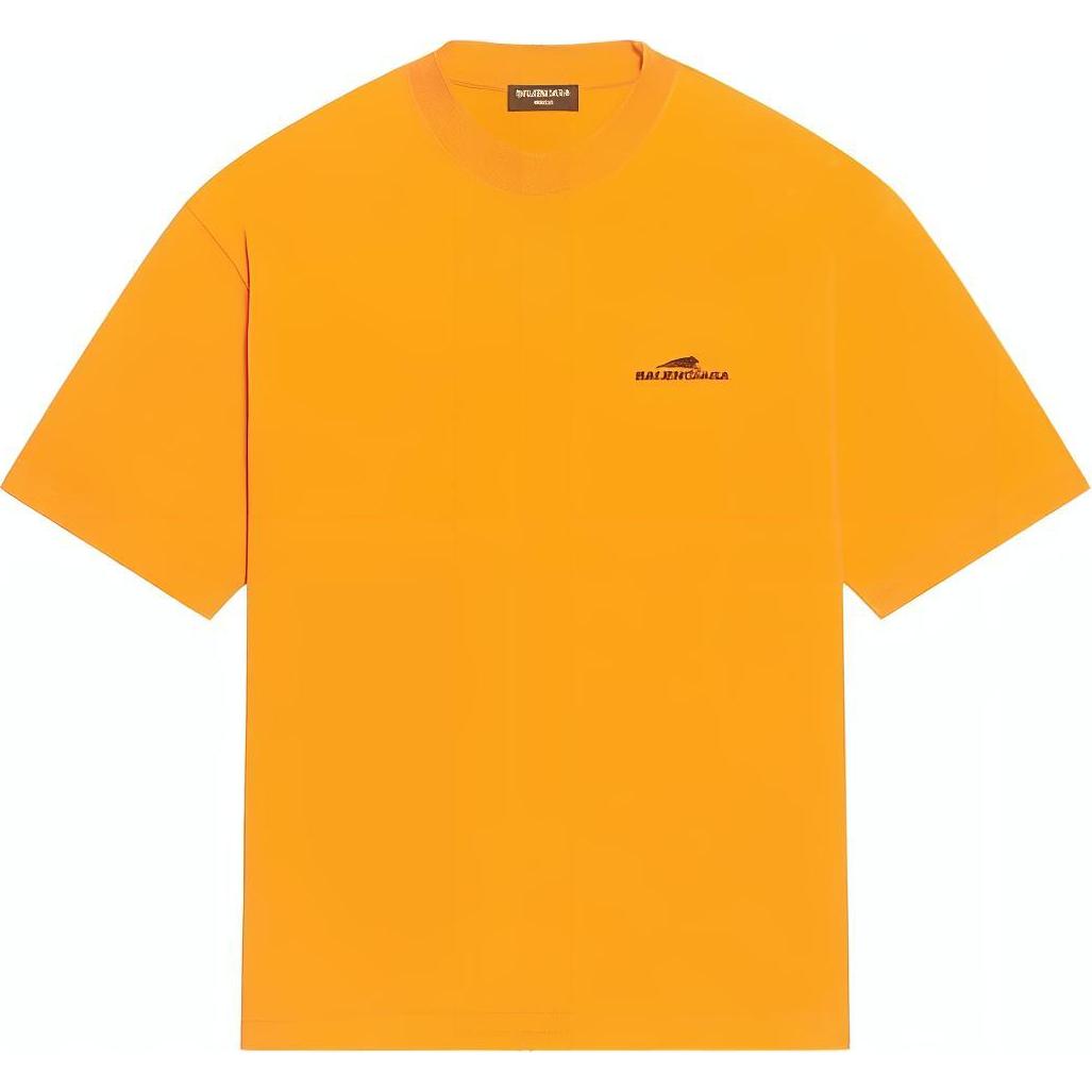 Order Balenciaga Logo Print Crew Neck T-Shirt Orange  Regular Fit. 612966TLVI57702