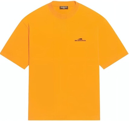Balenciaga Logo Print Crew Neck T-Shirt Orange Regular Fit. 612966TLVI57702 Order Balenciaga Logo Print Crew Neck T-Shirt Orange Regular Fit. 612966TLVI57702