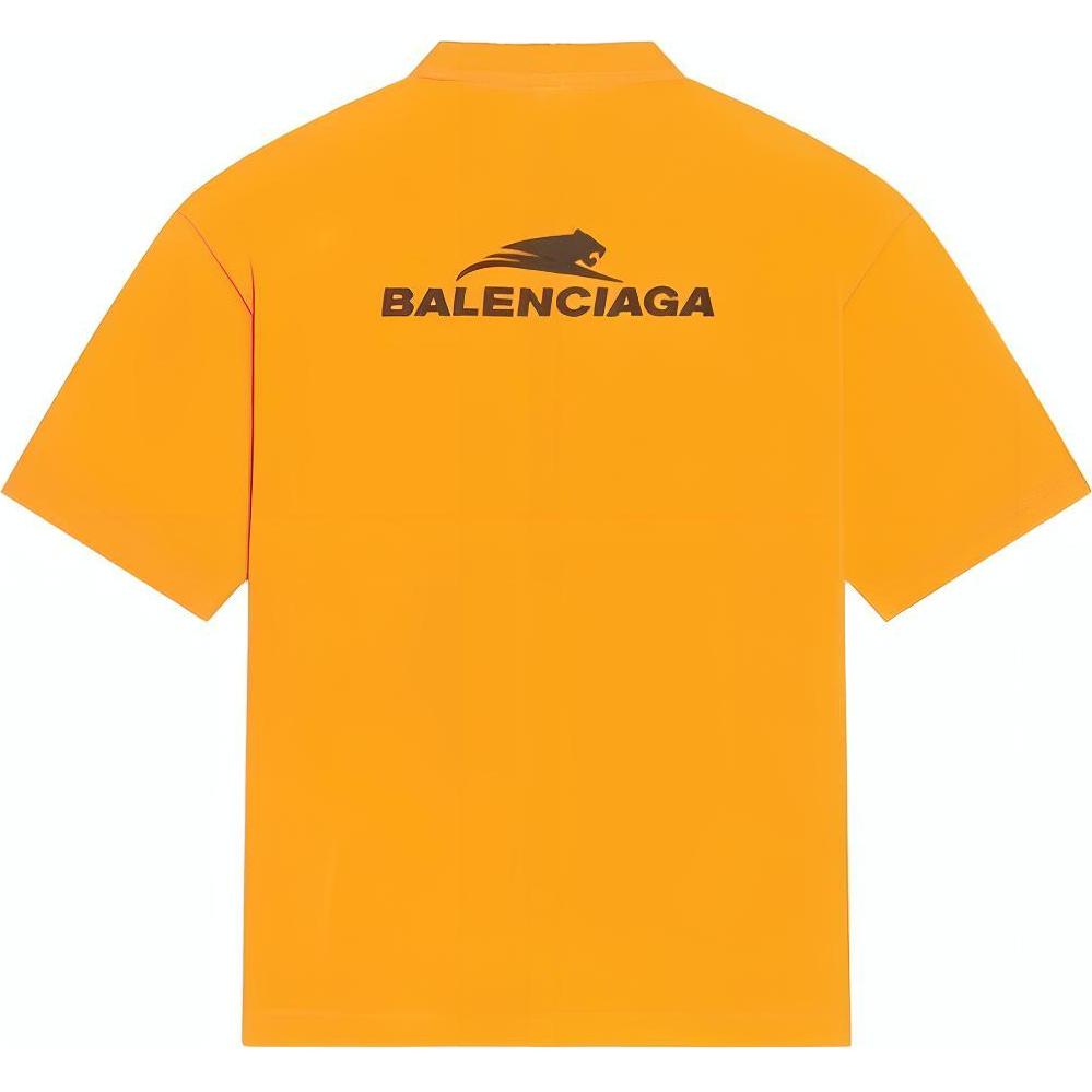 Lookbook Balenciaga Logo Print Crew Neck T-Shirt Orange  Regular Fit. 612966TLVI57702