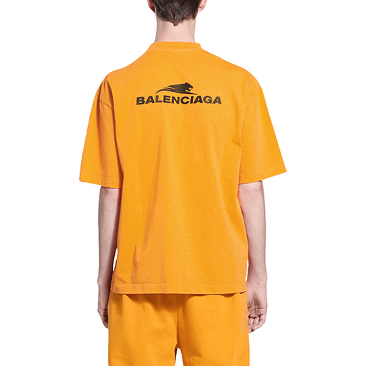 Details for Balenciaga Logo Print Crew Neck T-Shirt Orange  Regular Fit. 612966TLVI57702