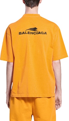 Balenciaga Logo Print Crew Neck T-Shirt Orange Regular Fit. 612966TLVI57702 Details for Balenciaga Logo Print Crew Neck T-Shirt Orange Regular Fit. 612966TLVI57702