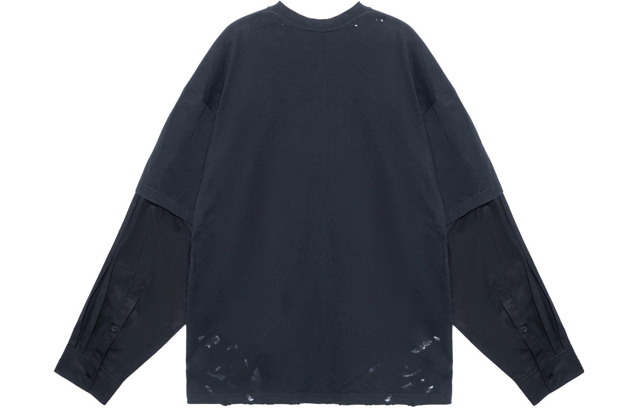 Lookbook Balenciaga Logo Print Crewneck Long Sleeve T-Shirt Unisex Black 698631TMV881055