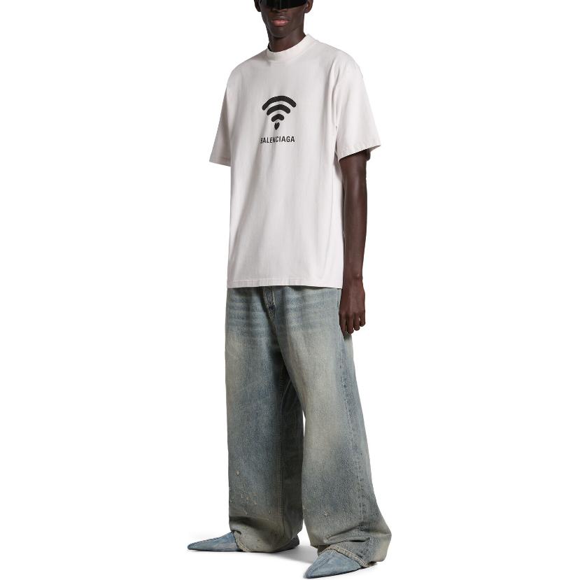 Balenciaga Logo Print Crewneck Relaxed Fit Short Sleeve T-Shirt White 764235TQVK23307 圖 4