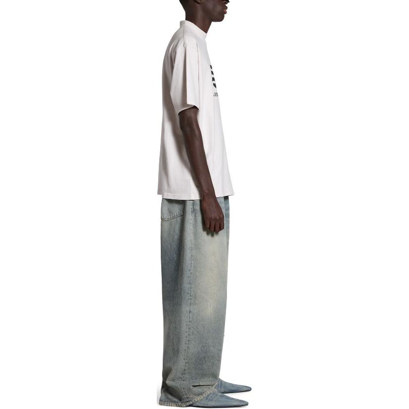 Balenciaga Logo Print Crewneck Relaxed Fit Short Sleeve T-Shirt White 764235TQVK23307 圖 6