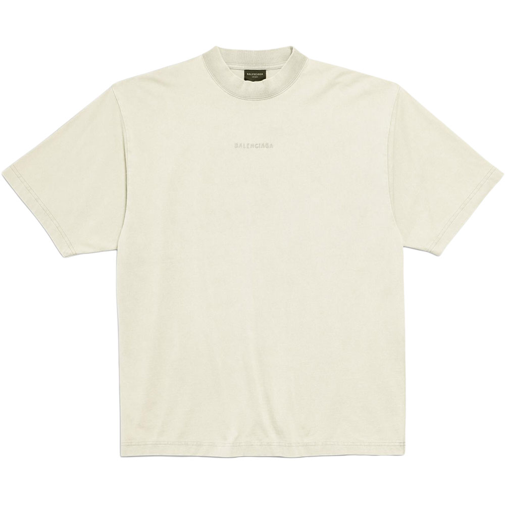 Balenciaga Logo Print Crewneck Short Sleeve T-Shirt Grey  Regular Fit 764235TPVK19755