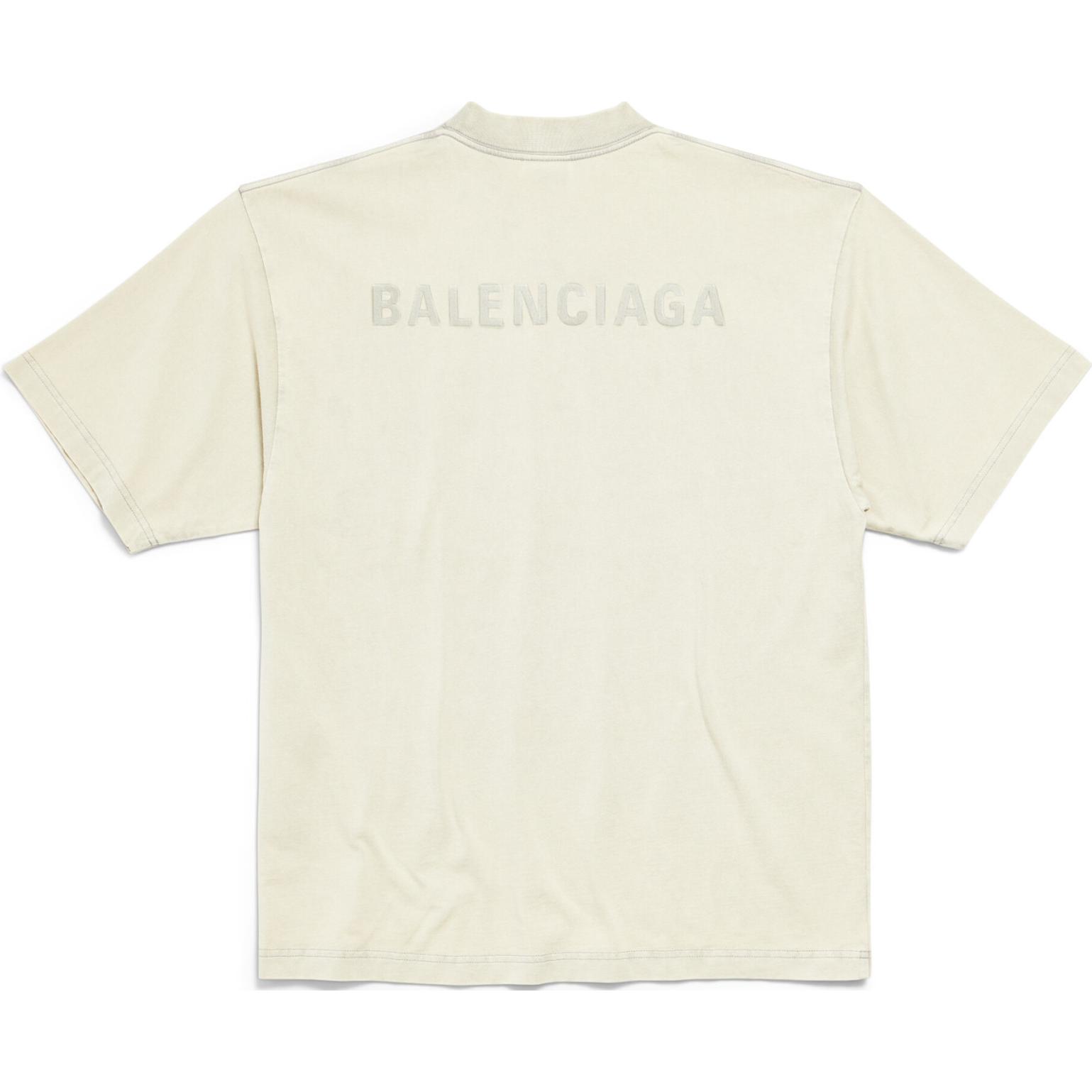 Balenciaga Logo Print Crewneck Short Sleeve T-Shirt Grey  Regular Fit 764235TPVK19755 圖 3