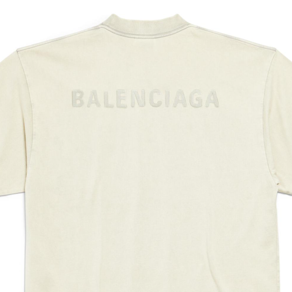 Balenciaga Logo Print Crewneck Short Sleeve T-Shirt Grey  Regular Fit 764235TPVK19755 圖 4