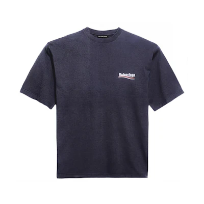 Balenciaga Logo Print Crewneck T-Shirt Regular Fit Blue 570803TAV444128