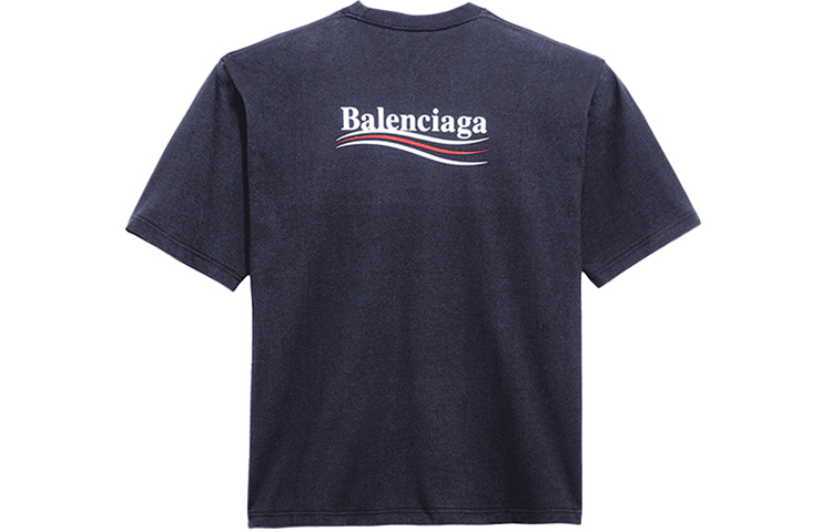 Balenciaga Logo Print Crewneck T-Shirt Regular Fit Blue 570803TAV444128 圖 3
