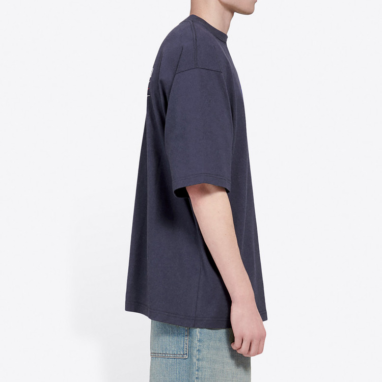 Balenciaga Logo Print Crewneck T-Shirt Regular Fit Blue 570803TAV444128 圖 6