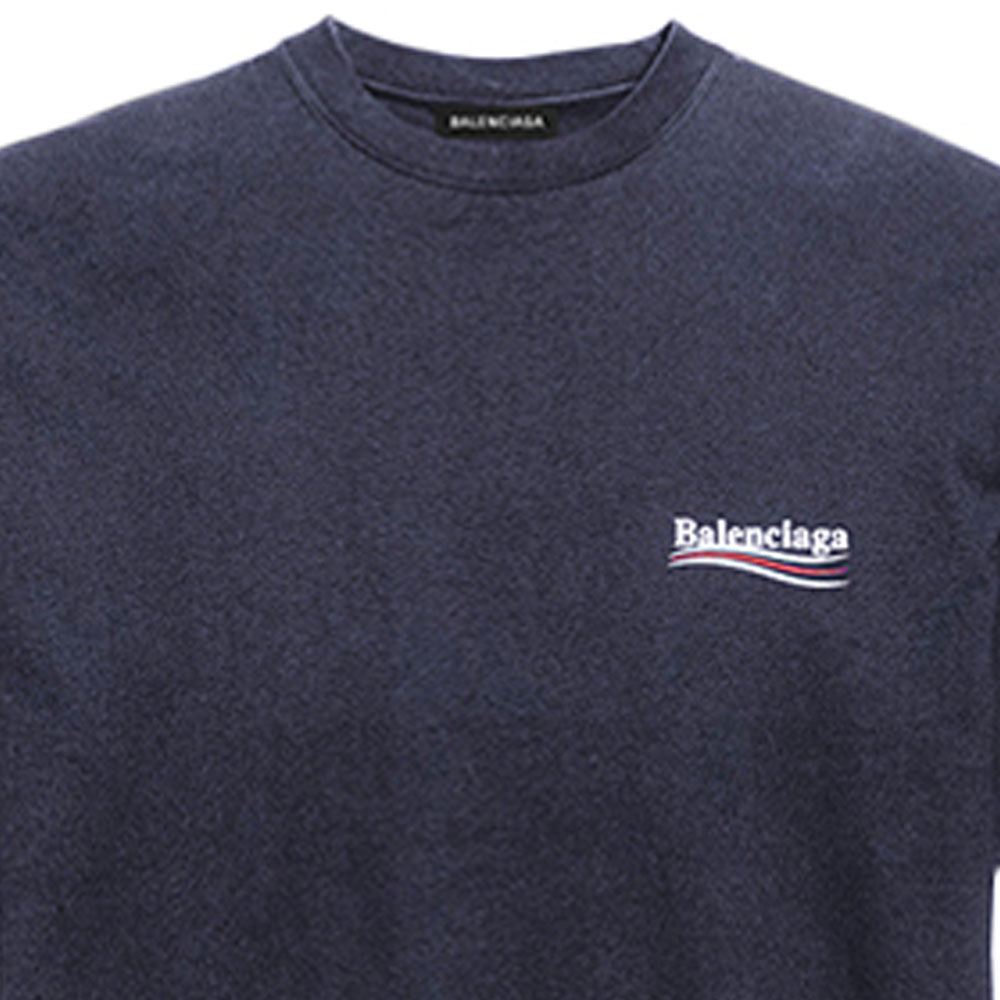 Balenciaga Logo Print Crewneck T-Shirt Regular Fit Blue 570803TAV444128 圖 7