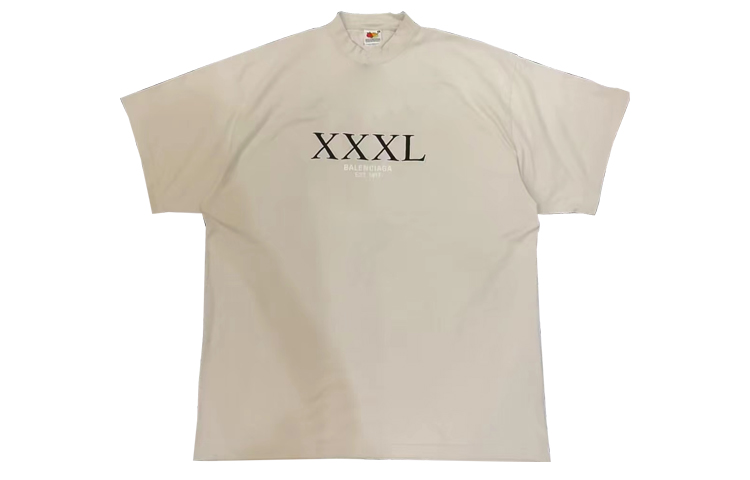 Balenciaga Logo Print Crewneck T-Shirt Unisex Off-White. 720198TNVD89784