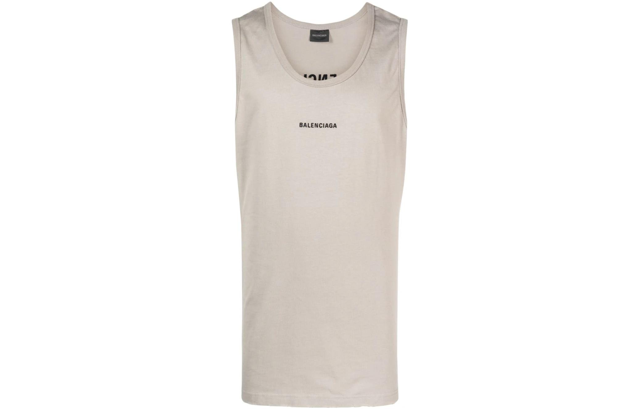 Balenciaga Logo Print Crewneck Tank Top Men’s Light Grey. 697880TOVJ89763