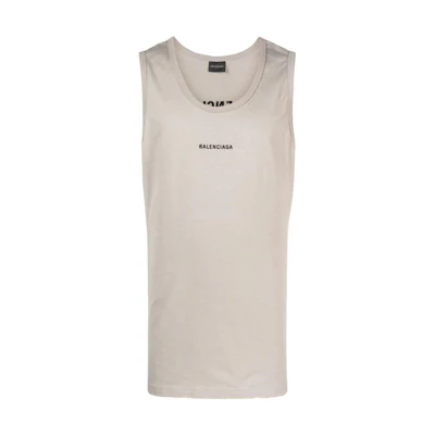 Balenciaga Logo Print Crewneck Tank Top Men’s Light Grey. 697880TOVJ89763