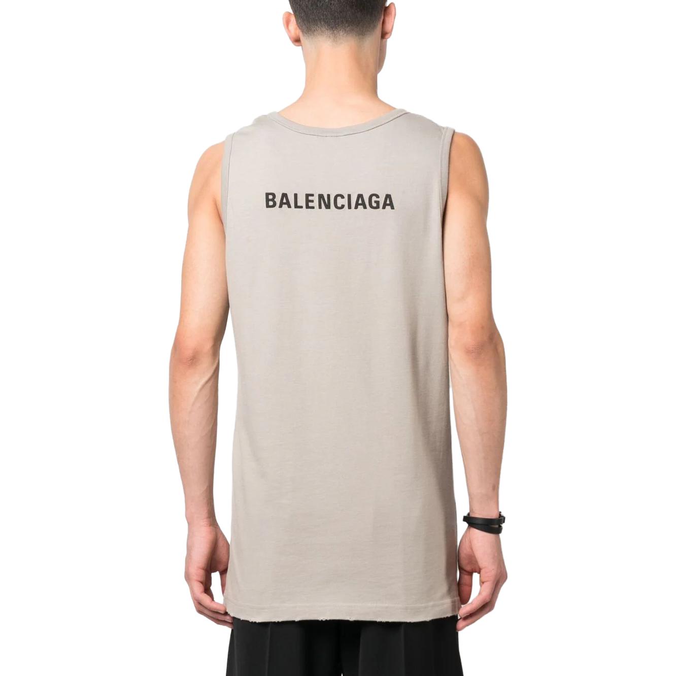 Shop 巴黎世家男士标志印花浅灰色无袖上衣。 697880TOVJ89763