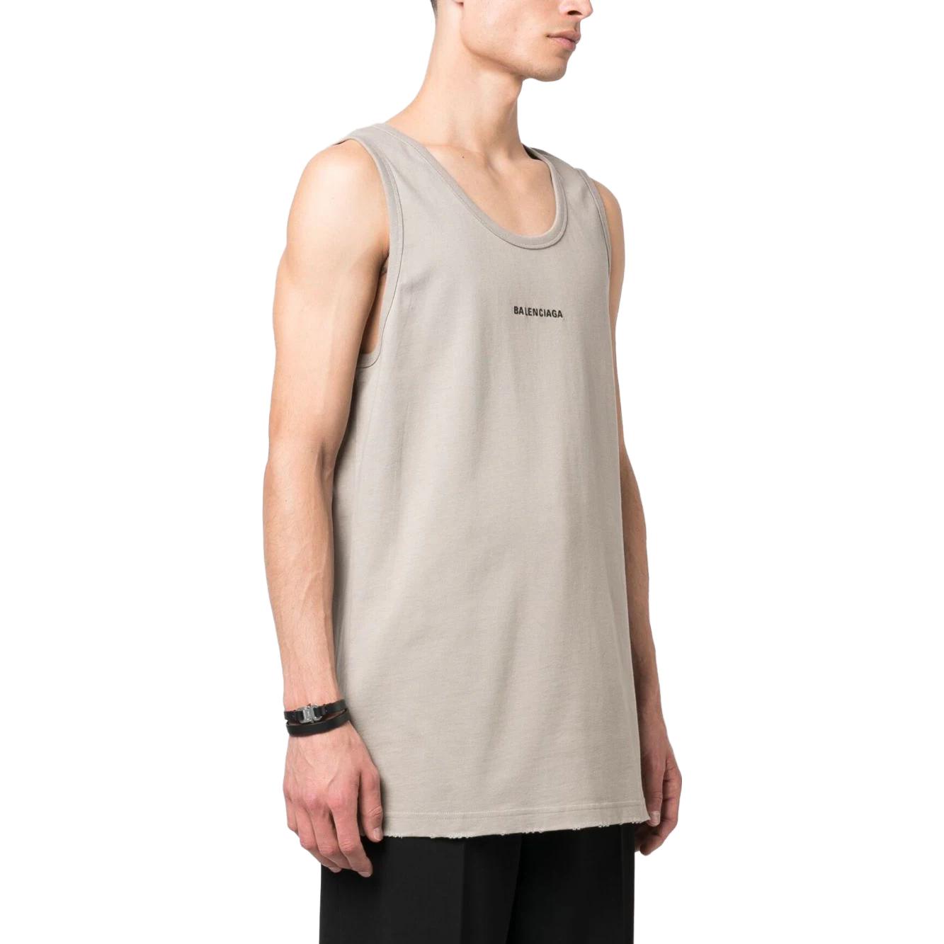 Purchase 巴黎世家男士标志印花浅灰色无袖上衣。 697880TOVJ89763