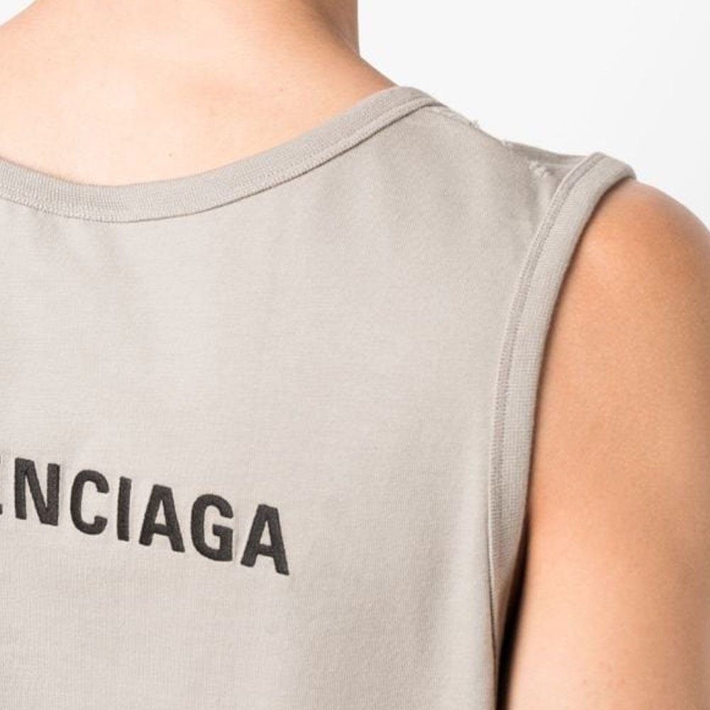 Sizing 巴黎世家男士标志印花浅灰色无袖上衣。 697880TOVJ89763