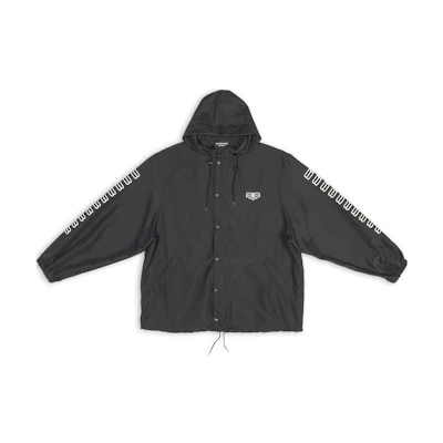 Balenciaga Logo Print Detachable Hood Jacket Black Loose Fit 704491TMO101000