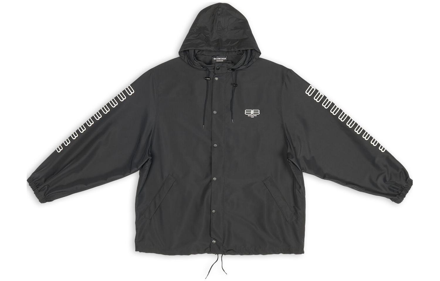 Order 巴黎世家印花可拆卸连帽黑色宽松夹克 704491TMO101000