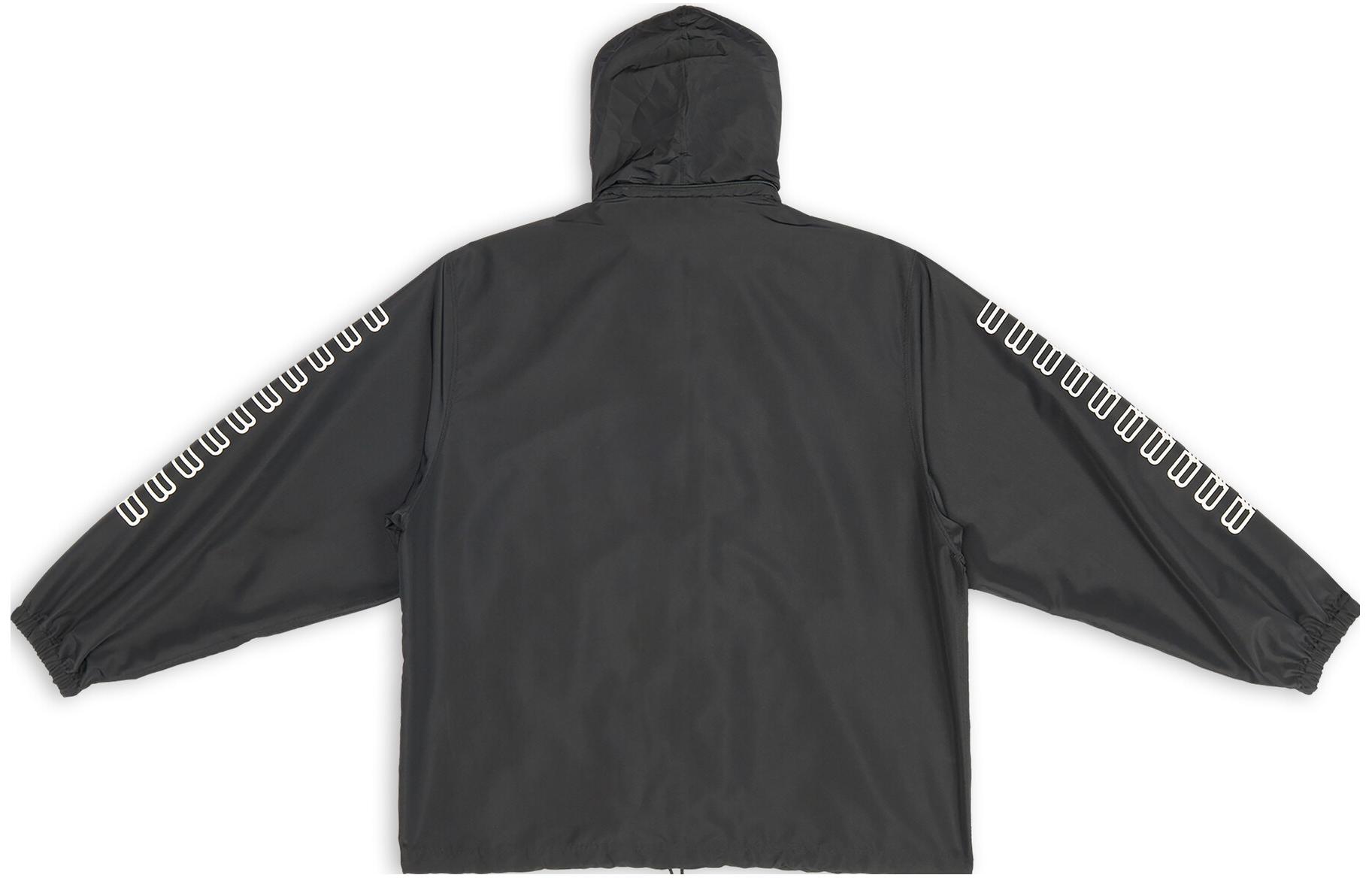 Lookbook 巴黎世家印花可拆卸连帽黑色宽松夹克 704491TMO101000