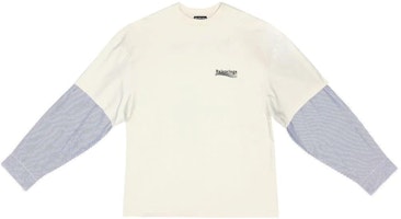 Balenciaga Logo Print Double Layer Long Sleeve T-Shirt White . 698631TMVN38962 Balenciaga Logo Print Double Layer Long Sleeve T-Shirt White . 698631TMVN38962