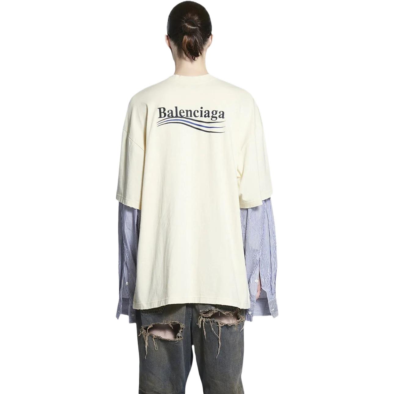 Purchase Camiseta Manga Larga Doble Capa Logo Balenciaga Blanca. 698631TMVN38962