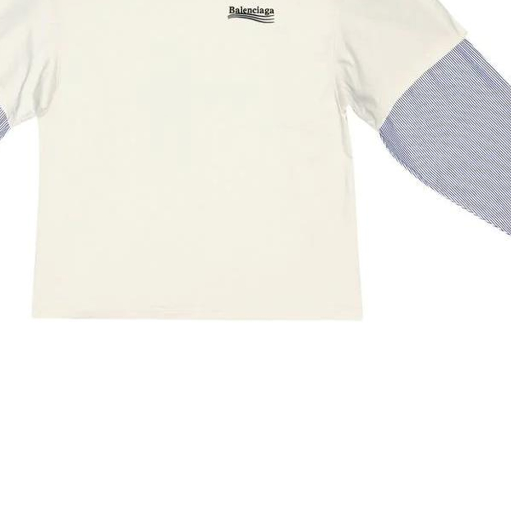 Sizing Camiseta Manga Larga Doble Capa Logo Balenciaga Blanca. 698631TMVN38962
