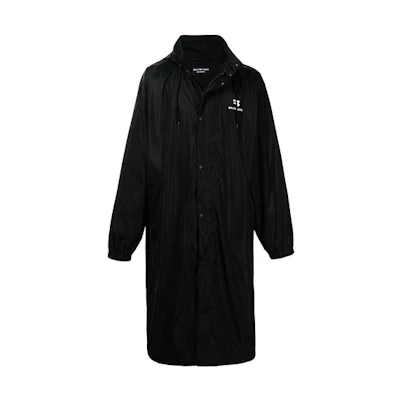 Balenciaga Logo Print Drawstring Hoodie Jacket Men’s Oversized Fit Black 658045TJOB91000